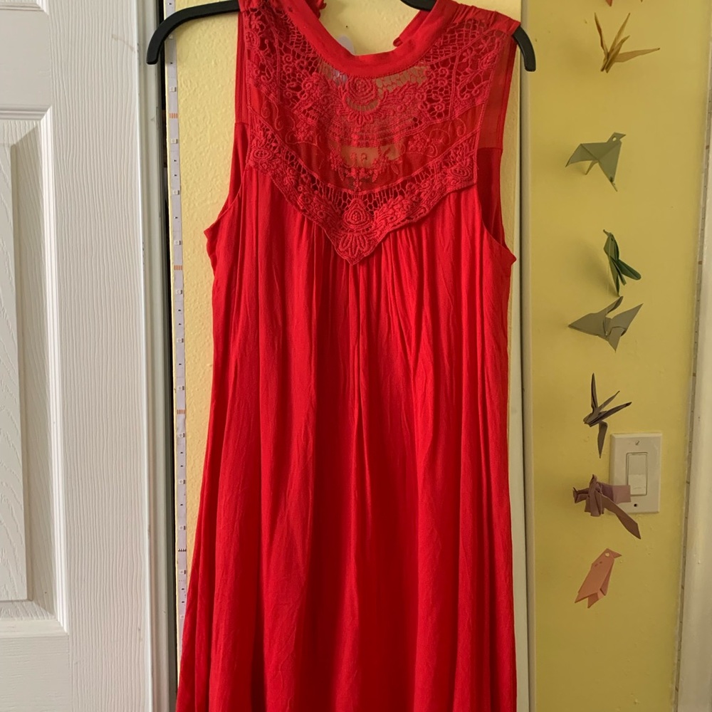 Red, Lace Lined, Midi Dress